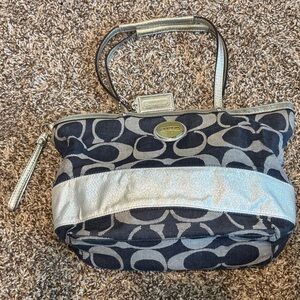 Coach Navy and Silver Denim  Shoulder Bag
